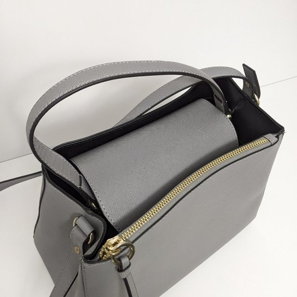 Zara Basic Collection Gray Handbag Crossbody Adjustable Button Closure Pocket - Picture 5 of 16